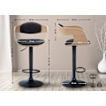 Miniatyrbillede 3 af 6: Skamler x1 scandinavisk design i sort PVC med lys træstruktur og sorte metalben 10_0005035 kastanj