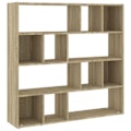 Miniatyrbillede 1 af 6: Bibliotek med opbevaringsplads 105 x 24 x 102 cm ingeniørtræ farve egetræ DEC030704 kastanj