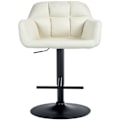 Miniatyrbillede 2 af 6: Barstol høj x1 med 360° rotationsfunktion i creme stof med dekorative syninger, sorte metalben 10_0005277 Grädde
