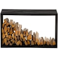 Miniatyrbillede 3 af 6: Range bûches hylde support træ til pejs 150x50 cm i mat sort metal 10_0003537 kastanj