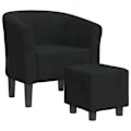 Miniatyrbillede 1 af 6: Lounge stol med komfortabelt sæde i moderne design med fodskammel i sort velour DEC026431 Svart