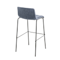 Miniatyrbillede 4 af 6: Barstol x1 moderne design stabelbar blå stofsæde og 4 sorte metalben 10_0004952 Blå