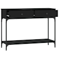 Miniatyrbillede 5 af 6: Elegant design konsolbord til entre med skuffer 100 x 34,5 x 75 cm ingeniørtræ og sort metal DEC032071 kastanj