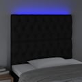 Miniatyrbillede 3 af 4: Hovedgærde til soveplads soveværelse møbel med LED 90 x 7 x 118/128 sort stof