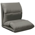Miniatyrbild 4 av 6: Fällbar justerbar golvfauteuil lång stol i mikrofiber grå DEC026235 Grå