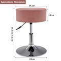 Miniatyrbillede 2 af 3: Taburet - Décoshop26 - Justerbar højde - Lyserød fløjlsbetræk - Moderne design - 110 kg max Rosa