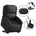Miniatyrbillede 5 af 6: Fauteuil relax TV med komfortabel polstring, elektrisk løftefunktion i ægte sort læder DEC028065 Svart
