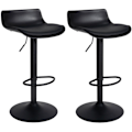 Miniatyrbillede 1 af 6: Barstol x2 med justerbar fodstøtte moderne design i sort PVC og sort metal 10_0004017 Metall