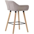 Miniatyrbillede 6 af 6: Bar lounge stool x1 design i skandinavisk stil med taupe stofsæde, ben i træ og fodstøtte i metal 10_0004916 kastanj