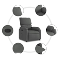 Miniatyrbillede 6 af 6: Fauteuil relax TV polstring komfortabel manuel vippes funktion i mørkegrå stof DEC027930 Grå