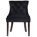 Miniatyrbillede 2 af 6: Siddende spisebordsstol i klassisk design med dekorative knapper i sort velour og ben i brun træ 10_0001928 kastanj