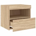 Miniatyrbillede 2 af 6: Sengelampe med LED-lys med skuffe og rum 50 x 40 x 45 cm i ingeniørtræ farve eg DEC033186 kastanj
