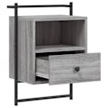 Pikkukuva 2 / 6: Seinäpuusohva yöpöytä laatikolla ja lokero 40 x 30 x 61 cm harmaa engineering-puu ja metalli DEC034329 kastanj