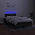 Miniatyrbillede 3 af 6: LED sengramme med hovedgærde madras 120 x 200 cm sort stof TDL0209291 Svart