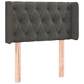Miniatyrbillede 2 af 4: Senggavl med LED, polstret, 83 x 16 x 78/88, mørkegrå velour, til soveværelse.