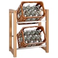 Miniatyrbillede 1 af 6: reol til 2 kasser til drikkevarer opbevaring støtte til flasker 71x56 cm i egetræ 10_0003069 kastanj