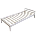 Miniatyrbillede 1 af 3: Lys enkeltseng til 1 person 90 x 200 i hvidt træ med lameller Vit