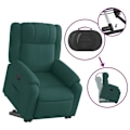 Miniatyrbillede 5 af 6: Fauteuil relax TV med komfortabel polstring, elektrisk hævning i mørkegrønt stof DEC028212 Guld