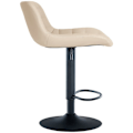 Miniatyrbillede 4 af 6: Barstol x1 sort metalkonstruktion sort sæde i creme PVC med stikninger 10_0005444 Grädde