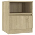 Miniatyrbillede 2 af 6: Sæt med 2 natborde med skuffe og hylde 40 x 40 x 50 cm sponplade farve eg DEC035268 Flerfärgad