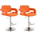 Miniatyrbillede 1 af 5: Barstole - Décoshop26 - TDB10499 - Sæt af 2 - Orange imiteret læder - Moderne design Guld