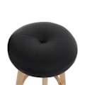 Pikkukuva 4 / 6: Baari stool x1 mustalla PVC:llä ja vaalealla puulla varustettu kääntyvä jalkatuki 04_0008595 kastanj