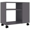 Miniatyrbillede 1 af 4: Side table til stuen på hjul 70 x 35 x 55 cm ingeniørtræ grå DEC032444 kastanj