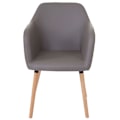 Miniatyrbillede 2 af 5: Retro design spisebordsstol til køkken i grå taupe syntetik med lyse træben 04_0002362 kastanj
