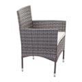 Miniatyrbillede 2 af 4: Salon de jardin til balkon i grå polyrotin med sofa, stole, bord og creme puder