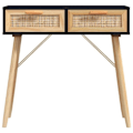 Miniatyrbillede 3 af 6: Praktisk konsolbord med opbevaringsskuffer 80 x 30 x 75 cm massivt fyrretræ / naturlig sort rattan DEC032165 kastanj