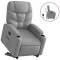 Miniatyrbillede 2 af 6: Fauteuil relax TV med komfortabel polstring og elektrisk løftefunktion i lys grå stof DEC027899 Grå