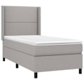 Pikkukuva 2 / 6: LED-vuodekehys, jossa on sänkylaatikko, pääty ja patja 90x190 cm vaaleanharmaata kangasta TDL0209478 Grå