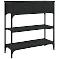 Miniatyrbillede 1 af 6: Elegant design konsolbord til entré med skuffer og hylder 72,5 x 25 x 75 cm sort ingeniértræ DEC032143 kastanj