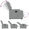 Miniatyrbillede 6 af 6: Fauteuil relax TV med komfortabel polstring og elektrisk løftefunktion i lys grå stof DEC027899 Grå