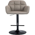 Miniatyrbillede 2 af 6: Barstol høj x1 360° rotationsfunktion i taupe stof med dekorative syninger, metalben i sort 10_0005278 Metall