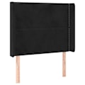Miniatyrbillede 6 af 6: LED-sengramme med hovedgærde madras 100x200 cm sort fløjlsstof TDL0209323 Svart