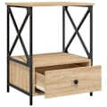 Miniatyrbillede 4 af 6: Sæt med 2 natborde med skuffe og hylde 50 x 41 x 65 cm ingeniørtræ i egetræ farve DEC035293 kastanj