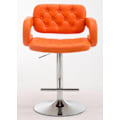 Miniatyrbillede 2 af 5: Barstole - Décoshop26 - TDB10499 - Sæt af 2 - Orange imiteret læder - Moderne design Guld