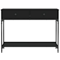 Miniatyrbillede 3 af 6: Elegant design konsolbord til entre med skuffer 100 x 34,5 x 75 cm ingeniørtræ og sort metal DEC032071 kastanj