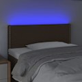 Miniatyrbillede 3 af 5: Hovedgærde til seng med LED-møbel 100 x 5 x 78/88 mørkebrunt stof Mörkbrun