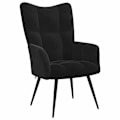 Miniatyrbillede 5 af 6: Moderne design lounge stol med fodskammel i sort velour DEC026613 Svart
