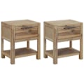 Pikkukuva 1 / 6: 2 kpl yöpöytiä laatikoilla ja hyllyllä 40 x 30 x 48 cm akasiapuu ja MDF DEC035965 kastanj