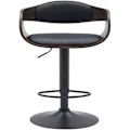 Miniatyrbillede 2 af 6: Taburet i barstol design i skandinavisk stil i sort PVC og grå træstruktur med sorte metalben 10_0005037 kastanj