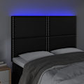 Miniatyrbillede 3 af 4: Senggavl tilbehør soveværelse møbel med LED 144 x 5 x 118/128 syntetisk sort