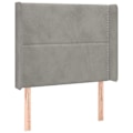 Miniatyrbillede 1 af 6: Hovedgærde til seng, soveværelse møbel med sidelæbe 93 x 16 x 118/128 lys grå velour