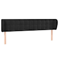 Miniatyrbillede 1 af 6: Hovedgærde til sengs, tilbehør til soveværelse, møbel med polstring og sidelæbe 203 x 23 x 78/88 cm, sort fløjl TDL0