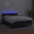 Miniatyrbillede 3 af 4: LED-sengebund - Ikke specificeret - 140x200 cm - Syntetisk læder sort - 2 pladser - Moderne design Svart