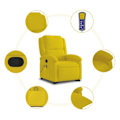 Miniatyrbillede 6 af 6: TV-relaksationsstol med massagefunktion, elektrisk hævefunktion i gul velour DEC026983 Gul