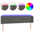 Miniatyrbillede 1 af 4: Hovedgærde til seng med LED-møbel 203 x 16 x 78/88 mørkegrå fløjl Mörkgrå