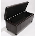 Miniatyrbild 2 av 2: Banc med förvaring av återvunnet läder brun 112x45x45cm BAN04013 - Stort förvaringsutrymme